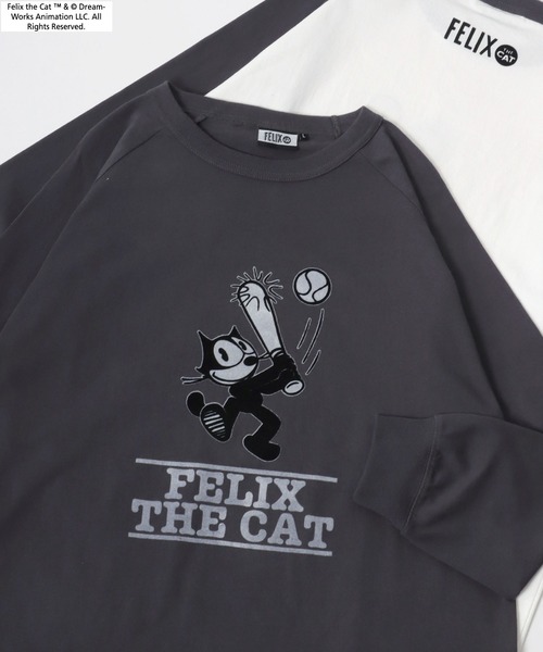 THE FELiX（フェリクス）の「FELIX THE CAT/フィリックス・ザ・キャット キャラクター ヴィンテージライク フロント バックプリント ラグランロンT レディース メンズ（Tシャツ/カットソー・レディース・チャコール/オフホワイト/ホワイト系その他2/ホワイト系その他/グレー系その他・LL/L/M）」の5枚目の写真