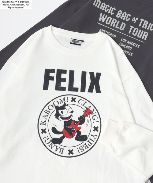 THE FELiX（フェリクス）の「FELIX THE CAT/フィリックス・ザ・キャット キャラクター ヴィンテージライク フロント バックプリント ラグランロンT レディース メンズ（Tシャツ/カットソー・レディース・チャコール/オフホワイト/ホワイト系その他2/ホワイト系その他/グレー系その他・LL/L/M）」の4枚目の写真