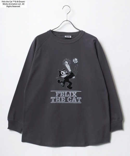 THE FELiX（フェリクス）の「FELIX THE CAT/フィリックス・ザ・キャット キャラクター ヴィンテージライク フロント バックプリント ラグランロンT レディース メンズ（Tシャツ/カットソー・レディース・チャコール/オフホワイト/ホワイト系その他2/ホワイト系その他/グレー系その他・LL/L/M）」の14枚目の写真