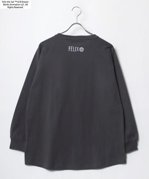 THE FELiX（フェリクス）の「FELIX THE CAT/フィリックス・ザ・キャット キャラクター ヴィンテージライク フロント バックプリント ラグランロンT レディース メンズ（Tシャツ/カットソー・レディース・チャコール/オフホワイト/ホワイト系その他2/ホワイト系その他/グレー系その他・LL/L/M）」の6枚目の写真