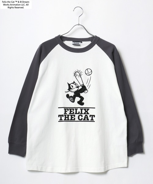 THE FELiX（フェリクス）の「FELIX THE CAT/フィリックス・ザ・キャット キャラクター ヴィンテージライク フロント バックプリント ラグランロンT レディース メンズ（Tシャツ/カットソー・レディース・チャコール/オフホワイト/ホワイト系その他2/ホワイト系その他/グレー系その他・LL/L/M）」の7枚目の写真