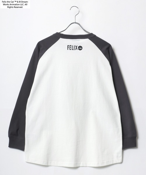 THE FELiX（フェリクス）の「FELIX THE CAT/フィリックス・ザ・キャット キャラクター ヴィンテージライク フロント バックプリント ラグランロンT レディース メンズ（Tシャツ/カットソー・レディース・チャコール/オフホワイト/ホワイト系その他2/ホワイト系その他/グレー系その他・LL/L/M）」の8枚目の写真