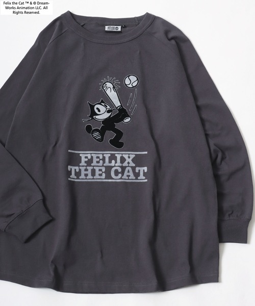 THE FELiX（フェリクス）の「FELIX THE CAT/フィリックス・ザ・キャット キャラクター ヴィンテージライク フロント バックプリント ラグランロンT レディース メンズ（Tシャツ/カットソー・レディース・チャコール/オフホワイト/ホワイト系その他2/ホワイト系その他/グレー系その他・LL/L/M）」の15枚目の写真