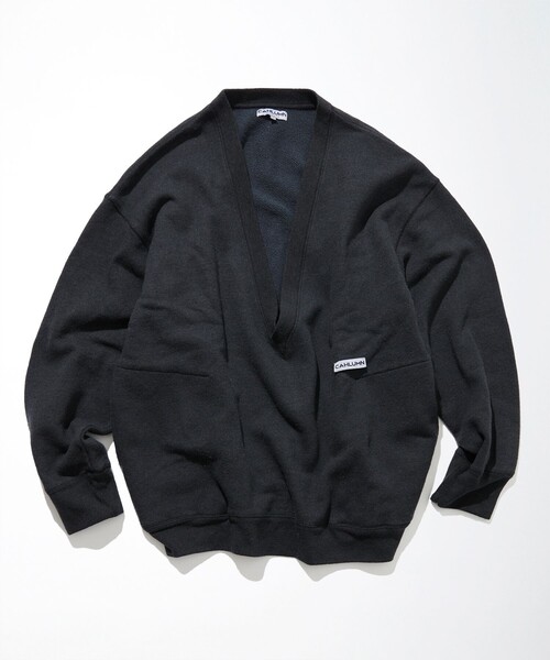 CAHLUMN（カウラム）の「CAHLUMN/カウラム Merino Wool＋Cotton Loop Back V-neck Sweatshirt/メリノウール コットン ループ バック ブイネック スウェットシャ（スウェット・メンズ・ネイビー/グレー/ブラック/ワインレッド/オリーブ・MEDIUM/LARGE/X-LARGE/XX-LARGE）」の3枚目の写真