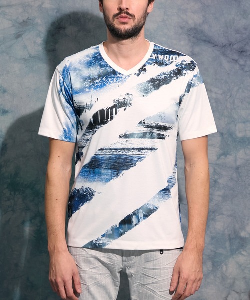 HIDEAWAYS NICOLE（ハイダウェイニコル）の「フォトラインアラカルトVネック半袖Ｔシャツ（Tシャツ/カットソー・メンズ・ホワイト系その他/オフホワイト/ブラック系その他/ブラック・MEDIUM/LARGE/X-LARGE）」の9枚目の写真