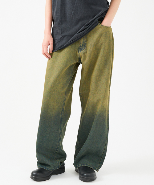 MYSELF ABAHOUSE（マイセルフアバハウス）の「SLUB DENIM BAGGY PANTS /スラブ デニム バギー パンツ（デニムパンツ・メンズ・ブラウン系その他/グリーン系その他/ピンク系その他/グリーン系その他2/ブルー系その他/ブラック系その他/ライトブルー・M/L）」の4枚目の写真