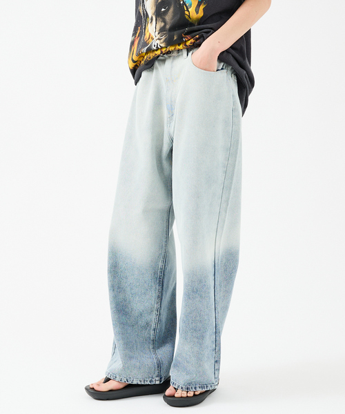 MYSELF ABAHOUSE（マイセルフアバハウス）の「SLUB DENIM BAGGY PANTS /スラブ デニム バギー パンツ（デニムパンツ・メンズ・ブラウン系その他/グリーン系その他/ピンク系その他/グリーン系その他2/ブルー系その他/ブラック系その他/ライトブルー・M/L）」の22枚目の写真