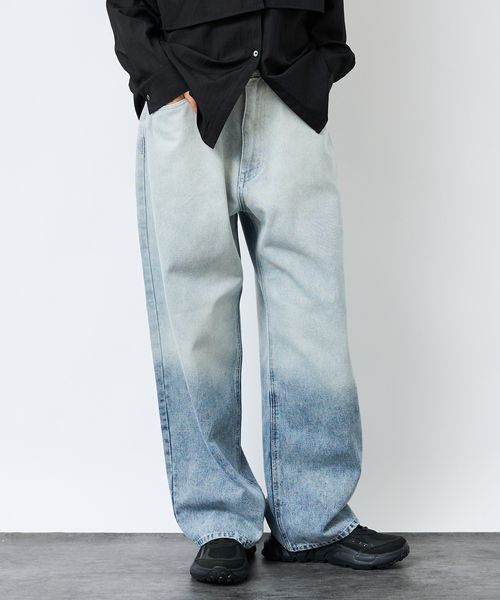 MYSELF ABAHOUSE（マイセルフアバハウス）の「SLUB DENIM BAGGY PANTS /スラブ デニム バギー パンツ（デニムパンツ・メンズ・ブラウン系その他/グリーン系その他/ピンク系その他/グリーン系その他2/ブルー系その他/ブラック系その他/ライトブルー・M/L）」の8枚目の写真