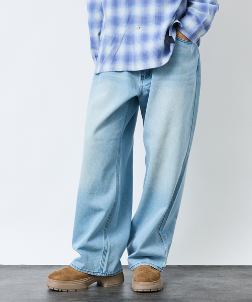 MYSELF ABAHOUSE（マイセルフアバハウス）の「SLUB DENIM BAGGY PANTS /スラブ デニム バギー パンツ（デニムパンツ・メンズ・ブラウン系その他/グリーン系その他/ピンク系その他/グリーン系その他2/ブルー系その他/ブラック系その他/ライトブルー・M/L）」の11枚目の写真