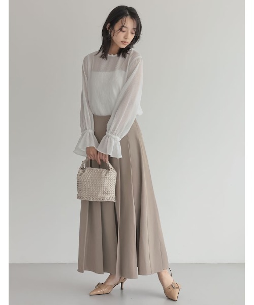 Re:EDIT（リエディ）の「[2025AW COLLECTION][低身長サイズ有][スリットファスナー付き］2WAYストレッチミックスツイルプリーツスカート（スカート・レディース・チャコールグレー/ブラック/グレイッシュベージュ/ベージュ/ネイビー・SHORT/MEDIUM/LARGE）」の21枚目の写真