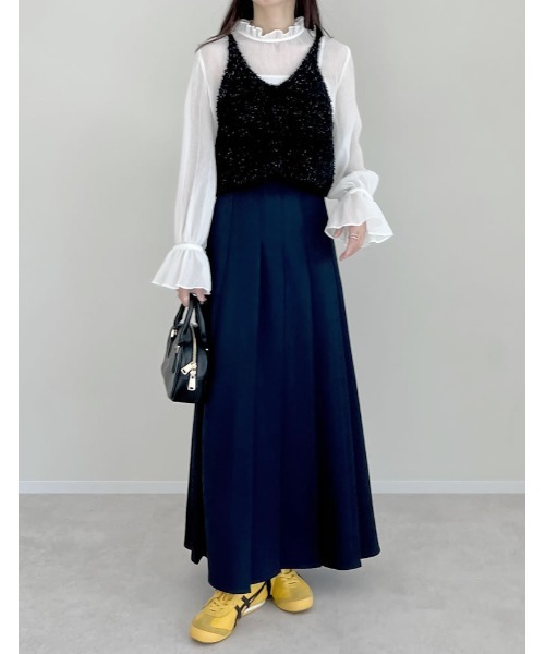 Re:EDIT（リエディ）の「[2025AW COLLECTION][低身長サイズ有][スリットファスナー付き］2WAYストレッチミックスツイルプリーツスカート（スカート・レディース・チャコールグレー/ブラック/グレイッシュベージュ/ベージュ/ネイビー・SHORT/MEDIUM/LARGE）」の18枚目の写真