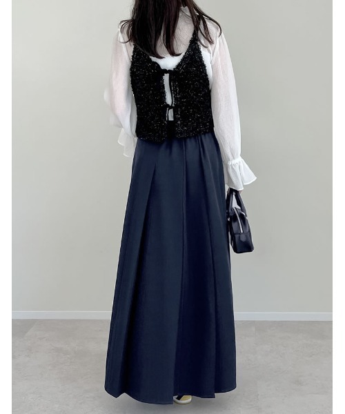 Re:EDIT（リエディ）の「[2025AW COLLECTION][低身長サイズ有][スリットファスナー付き］2WAYストレッチミックスツイルプリーツスカート（スカート・レディース・チャコールグレー/ブラック/グレイッシュベージュ/ベージュ/ネイビー・SHORT/MEDIUM/LARGE）」の17枚目の写真