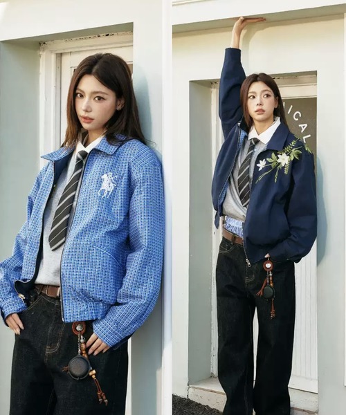 セール】刺繍リバーシブルジップアップジャケット ユニセックス