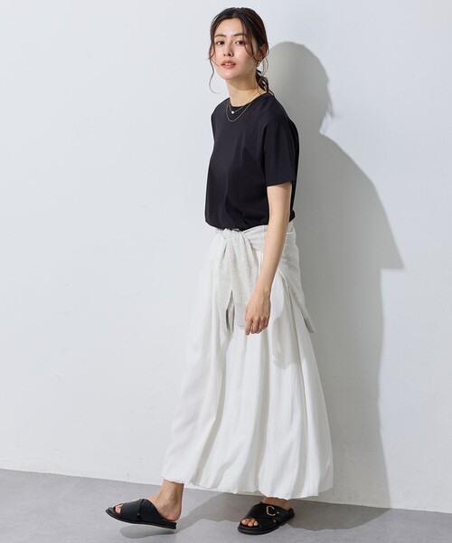 ANY（エニィ）の「【新色追加/10色展開】プレミアムベーシック半袖Tシャツ（Tシャツ/カットソー・レディース・ブラック系/ベージュ系/ピンク系/グリーン系/ホワイト系/グレー系/サックスブルー系/イエロー系/ネイビー系/ダークブラウン系・4）」の13枚目の写真
