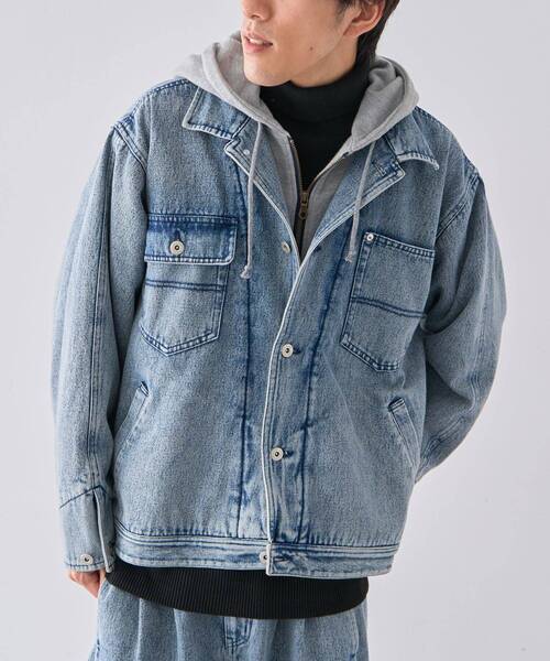 CRAFT STANDARD BOUTIQUE（クラフトスタンダードブティック）の「レイヤードデニムジャケット（テーラードジャケット・メンズ・インディゴブルー/ブラック・M/L/XL）」の4枚目の写真