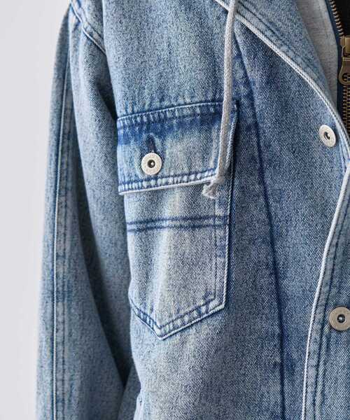 CRAFT STANDARD BOUTIQUE（クラフトスタンダードブティック）の「レイヤードデニムジャケット（テーラードジャケット・メンズ・インディゴブルー/ブラック・M/L/XL）」の8枚目の写真