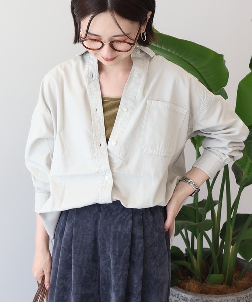 ぽぽ❤️新品タグ付 yori バックタック入り オーバーサイズシャツ ヨリ セール】バックタックオーバーサイズシャツ（シャツ/ブラウス