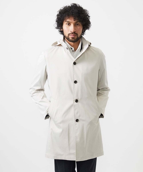 MICHEL KLEIN HOMME (ミッシェルクランオム)の「フード付きスタントカラーコート(ステンカラーコート・メンズ・ライトグレー/ブラック/ブルー・MEDIUM/LARGE/X-LARGE)」の6枚目の写真