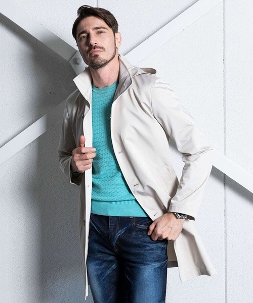 MICHEL KLEIN HOMME (ミッシェルクランオム)の「フード付きスタントカラーコート(ステンカラーコート・メンズ・ライトグレー/ブラック/ブルー・MEDIUM/LARGE/X-LARGE)」の19枚目の写真