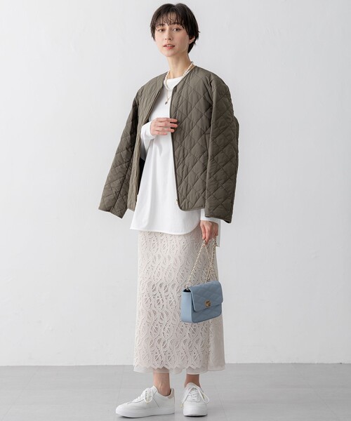 23区 S(ニジュウサンクチイサイサイズ)の「【洗える】ジオメトリックレース Iライン スカート(スカート・レディース・ベージュ系/ブラウン系・34/32)」の8枚目の写真