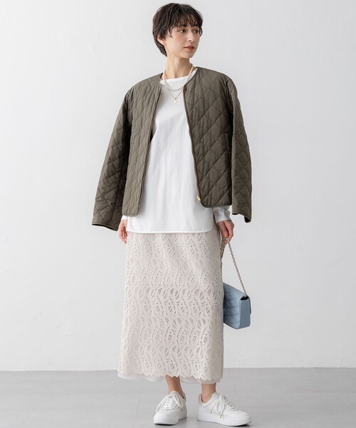 23区 S(ニジュウサンクチイサイサイズ)の「【洗える】ジオメトリックレース Iライン スカート(スカート・レディース・ベージュ系/ブラウン系・34/32)」の9枚目の写真