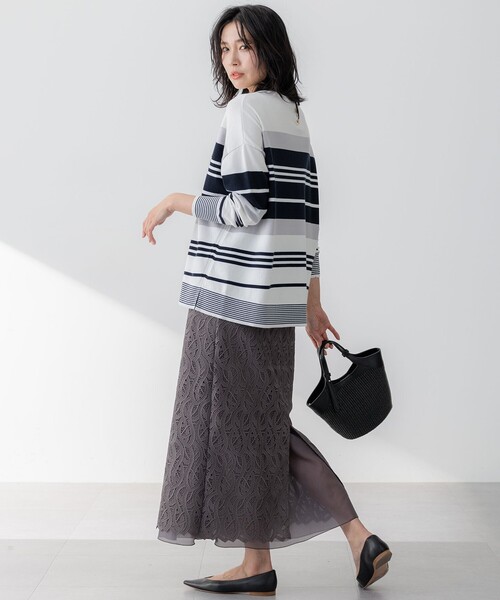 23区 S(ニジュウサンクチイサイサイズ)の「【洗える】ジオメトリックレース Iライン スカート(スカート・レディース・ベージュ系/ブラウン系・34/32)」の22枚目の写真