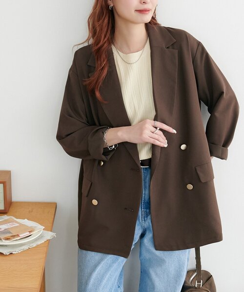 DISCOAT(ディスコート)の「【新色追加!/オンオフ使える◎】金釦テーラードジャケット《WEB限定》(テーラードジャケット・レディース・ブラック/ベージュ/グレー/カーキ/ライトベージュ/アイボリー/ブラウン・FREE)」の9枚目の写真