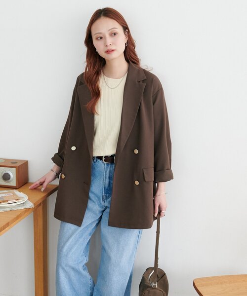 DISCOAT(ディスコート)の「【新色追加!/オンオフ使える◎】金釦テーラードジャケット《WEB限定》(テーラードジャケット・レディース・ブラック/ベージュ/グレー/カーキ/ライトベージュ/アイボリー/ブラウン・FREE)」の10枚目の写真