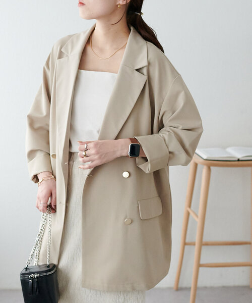 DISCOAT(ディスコート)の「【新色追加!/オンオフ使える◎】金釦テーラードジャケット《WEB限定》(テーラードジャケット・レディース・ブラック/ベージュ/グレー/カーキ/ライトベージュ/アイボリー/ブラウン・FREE)」の18枚目の写真