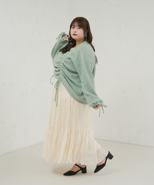 Louiosy(ルオシー)の「【大きいサイズ】 ギャザーティアードロングスカート(スカート・レディース・アイボリー/ブラック・3L/X-LARGE/4L)」の10枚目の写真