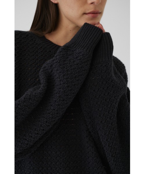 RIM.ARK(リムアーク)の「Pattern knitting cotton knit パターンニッティングコットンニット(ニット/セーター・レディース・ライトブルー/ベージュ/ブラック・38/36)」の10枚目の写真