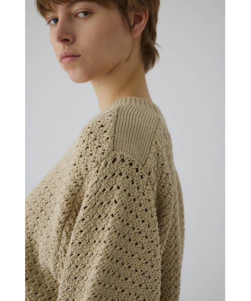RIM.ARK(リムアーク)の「Pattern knitting cotton knit パターンニッティングコットンニット(ニット/セーター・レディース・ライトブルー/ベージュ/ブラック・38/36)」の7枚目の写真