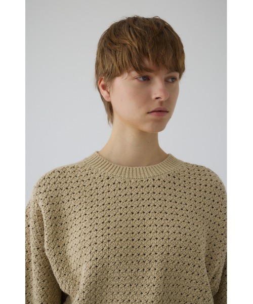 RIM.ARK(リムアーク)の「Pattern knitting cotton knit パターンニッティングコットンニット(ニット/セーター・レディース・ライトブルー/ベージュ/ブラック・38/36)」の5枚目の写真