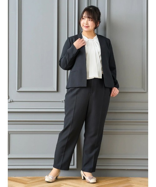 大きいサイズ】【Wクロス】ノーカラージャケット（セットアップ可