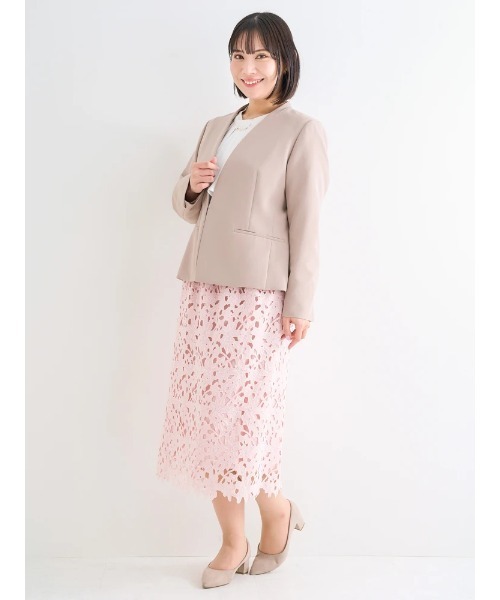 大きいサイズ】【Wクロス】ノーカラージャケット（セットアップ可