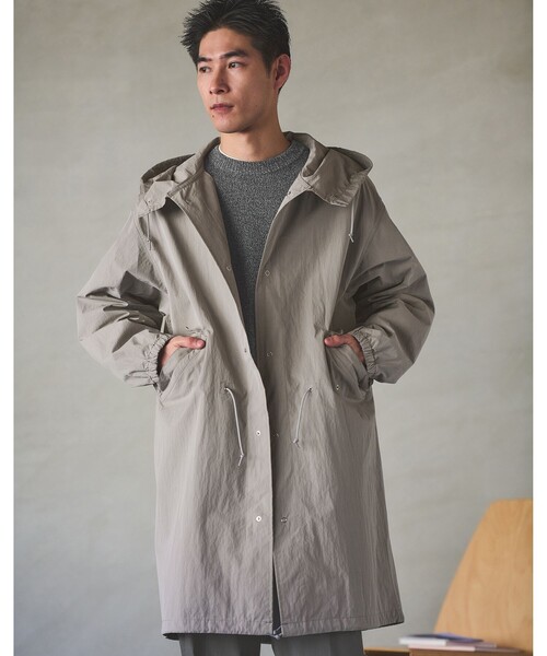 green label relaxing(グリーンレーベルリラクシング)の「コットン ナイロン バイオウォッシュ スノーパーカー -撥水-(ミリタリージャケット・メンズ・ネイビー/ライトグレー・M/L)」の4枚目の写真