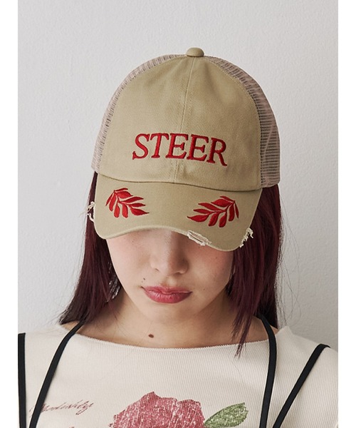 jouetie（ジュエティ）の「ヴィンテージライクロゴメッシュキャップ（キャップ・レディース・ネイビー/ベージュ/ピンク・FREE）」の2枚目の写真