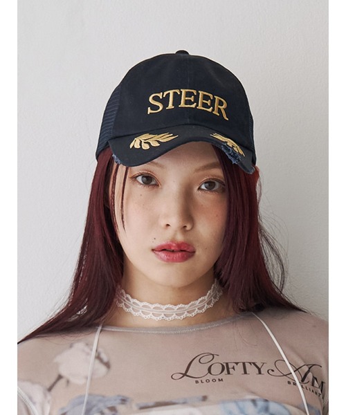 jouetie（ジュエティ）の「ヴィンテージライクロゴメッシュキャップ（キャップ・レディース・ネイビー/ベージュ/ピンク・FREE）」の4枚目の写真