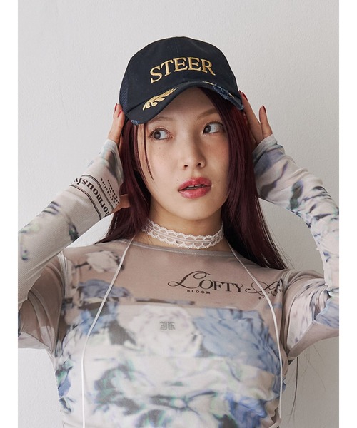 jouetie（ジュエティ）の「ヴィンテージライクロゴメッシュキャップ（キャップ・レディース・ネイビー/ベージュ/ピンク・FREE）」の5枚目の写真