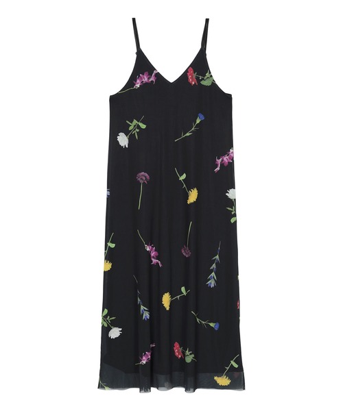 miette（ミエット）の「プリントチュールダブルストラップワンピース（ワンピース・レディース・ブラック/アイボリー・FREE）」の4枚目の写真