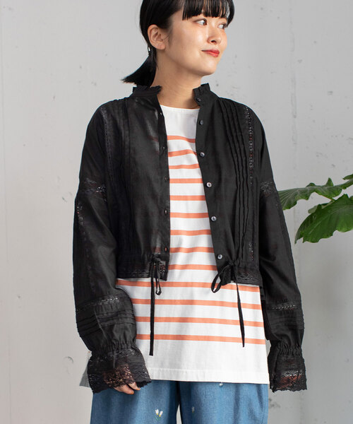 POU DOU DOU（プードゥドゥ）の「＜made in INDIA＞キャンディスリーブレースブラウス（シャツ/ブラウス・レディース・ブラック/オフホワイト・M）」の2枚目の写真