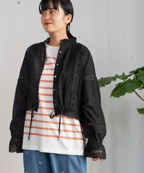 POU DOU DOU（プードゥドゥ）の「＜made in INDIA＞キャンディスリーブレースブラウス（シャツ/ブラウス・レディース・ブラック/オフホワイト・M）」の18枚目の写真