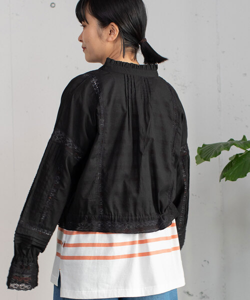 POU DOU DOU（プードゥドゥ）の「＜made in INDIA＞キャンディスリーブレースブラウス（シャツ/ブラウス・レディース・ブラック/オフホワイト・M）」の16枚目の写真