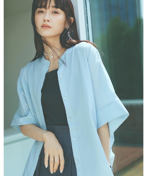 THE SHOP TK （ザ ショップ ティーケー ）の「ドルマンブラウス【7色展開/洗濯機OK/体型カバー】（シャツ/ブラウス・レディース・スミクロ/ベージュ/ピンク系1/オフホワイト/イエロー系その他/サックスブルー/ブラック系9・12/13）」の6枚目の写真