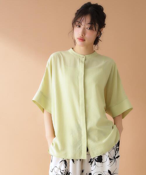 THE SHOP TK （ザ ショップ ティーケー ）の「ドルマンブラウス【7色展開/洗濯機OK/体型カバー】（シャツ/ブラウス・レディース・スミクロ/ベージュ/ピンク系1/オフホワイト/イエロー系その他/サックスブルー/ブラック系9・12/13）」の9枚目の写真