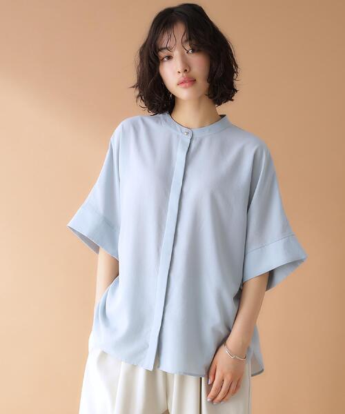 THE SHOP TK （ザ ショップ ティーケー ）の「ドルマンブラウス【7色展開/洗濯機OK/体型カバー】（シャツ/ブラウス・レディース・スミクロ/ベージュ/ピンク系1/オフホワイト/イエロー系その他/サックスブルー/ブラック系9・12/13）」の10枚目の写真