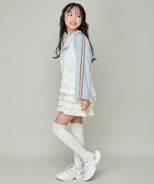 JENNI love（ジェニィラブ）の「【コットン100％】そでラインラグランロング丈ロンT（Tシャツ/カットソー・キッズ・チャコールグレー/ブラック/サックスブルー・130cm/140cm/150cm/160cm）」の12枚目の写真