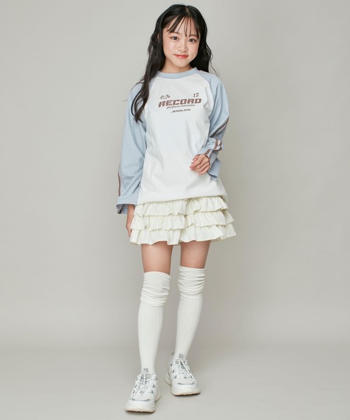 JENNI love（ジェニィラブ）の「【コットン100％】そでラインラグランロング丈ロンT（Tシャツ/カットソー・キッズ・チャコールグレー/ブラック/サックスブルー・130cm/140cm/150cm/160cm）」の13枚目の写真