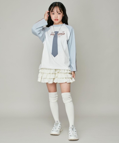 JENNI love（ジェニィラブ）の「【コットン100％】そでラインラグランロング丈ロンT（Tシャツ/カットソー・キッズ・チャコールグレー/ブラック/サックスブルー・130cm/140cm/150cm/160cm）」の14枚目の写真