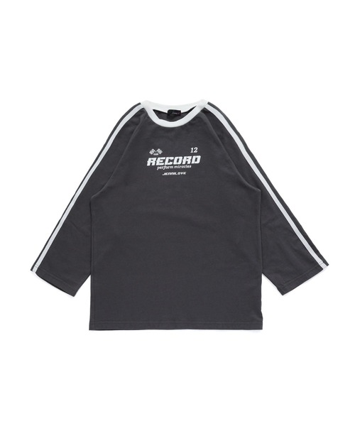 JENNI love（ジェニィラブ）の「【コットン100％】そでラインラグランロング丈ロンT（Tシャツ/カットソー・キッズ・チャコールグレー/ブラック/サックスブルー・130cm/140cm/150cm/160cm）」の15枚目の写真